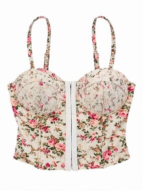 Say What Floral Lace Bustier Corset Crop Top